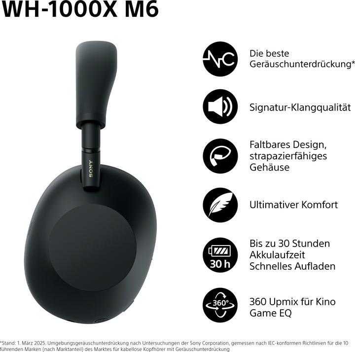 Produktbild Sony WH-1000XM6 (30 h, Kabellos, Kabelgebunden)