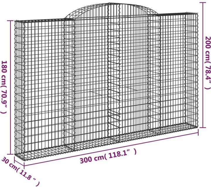 Image du produit VidaXL Gabions avec arc surélevé 4 pcs 300x30x180/200cm Fer galvanisé