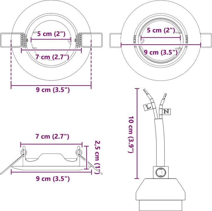 Produktbild VidaXL Lampen Set von 12 Gold Metall, Kunststoff 9 cm Leichtes Gewicht (GU10)