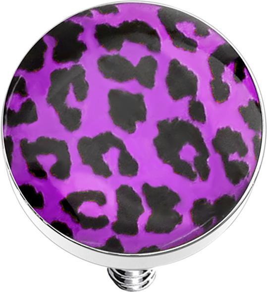 Produktbild Star Piercing Dermal Anchor Scheibe mit Leopardenmuster violett (ohne Messing, Chirurgenstahl 316L)