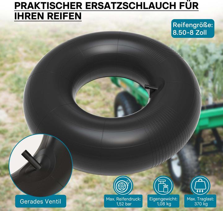 Immagine prodotto Wiltec Camera d'aria per traino con cuscino 18x6.50/7.50/8.50/9.50-8 20x8.00/10.00-8 con valvola dr. (Tosaerba, Ricambi per macchine da giardino)