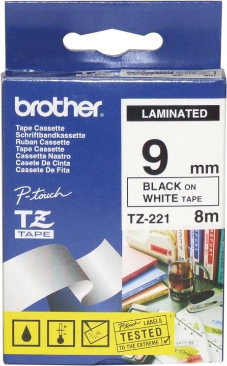Produktbild Brother TZe-221 (0.90 cm, Schwarz, Weiss)