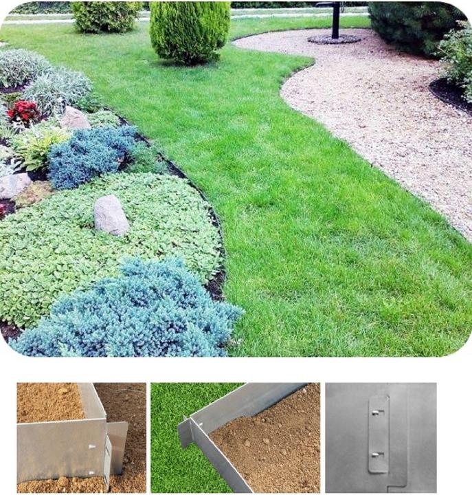 Produktbild Green Split 10Set Rasenkanten Metall Alu/Zink 18cm hoch, 10m lang (1000 cm)