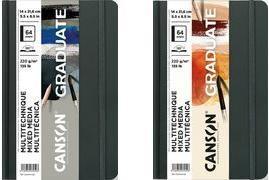 Actual product image Canson GRADUATE Mixed Media sketchbook, 140 x 216 mm black, 32 sheets, 220 gsm paper, grey paper, Ha (140 x 216 mm)