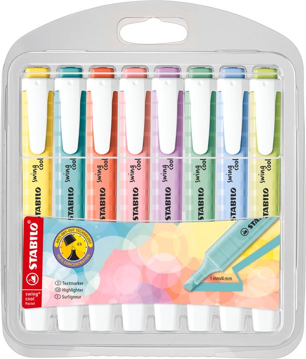STABILO Textmarker Swing Cool (Toni pastello, 4 mm, 8 x)