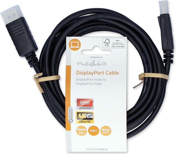 Immagine prodotto Nedis Cavo DisplayPort | Spina DisplayPort | Spina DisplayPort | 4K@60Hz | Nichelato | 3,00 m (3 m, DisplayPort)