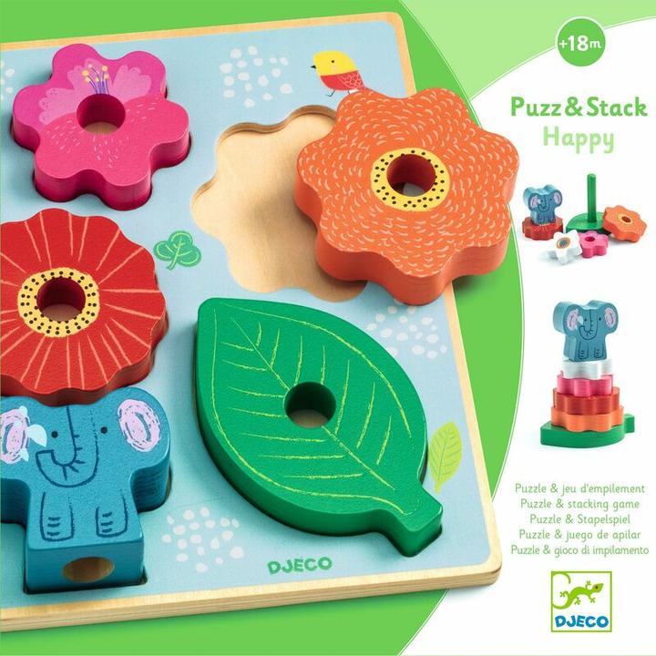 Image du produit Djeco Puzzle en bois - Pyramide - Chance (7 pièces)