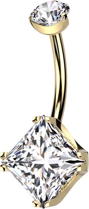 Immagine prodotto Star Piercing Filo interno placcato oro Banana cristallo rotondo incastonato in argento e cristallo quadrato (senza ottone, Titanio G23)