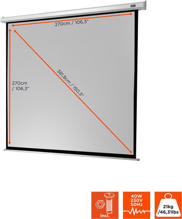 Productafbeelding Celexon Voordelig elektrisch scherm - plafondmontage mogelijk, geschikt voor wandmontage. (150", 1:1)