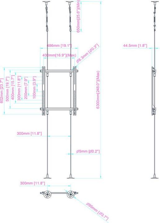 Actual product image Multibrackets Ceiling/floor mount, 1 x 40" - 65", VESA 100-