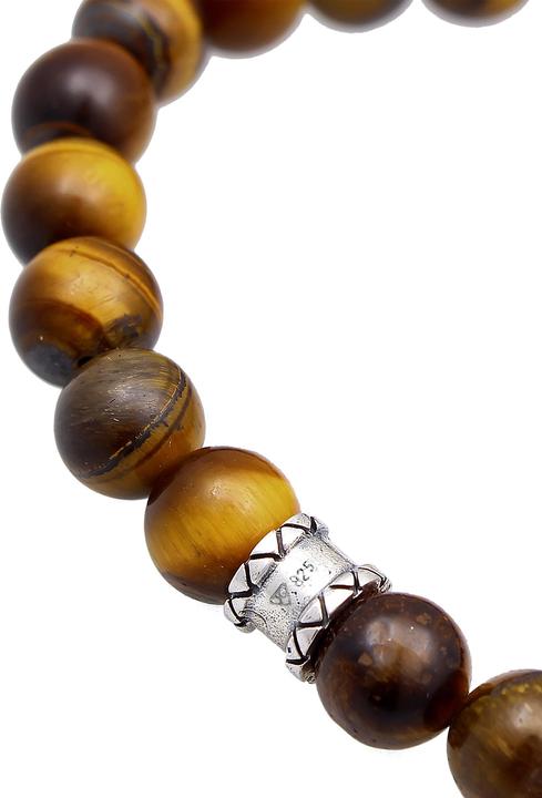 Produktbild Kuzzoi Edelsteinarmband, Totenkopf (21 cm, Tigerauge, Plastik, 925er Sterling Silber)