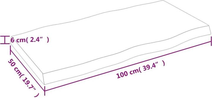 Produktbild VidaXL Tischplatte 100x50x6 cm Massivholz Eiche Behandelt (100 x 50 x 6 cm)