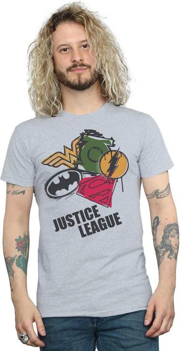 Actual product image Mens Justice League Spray Logos T-Shirt (XL)