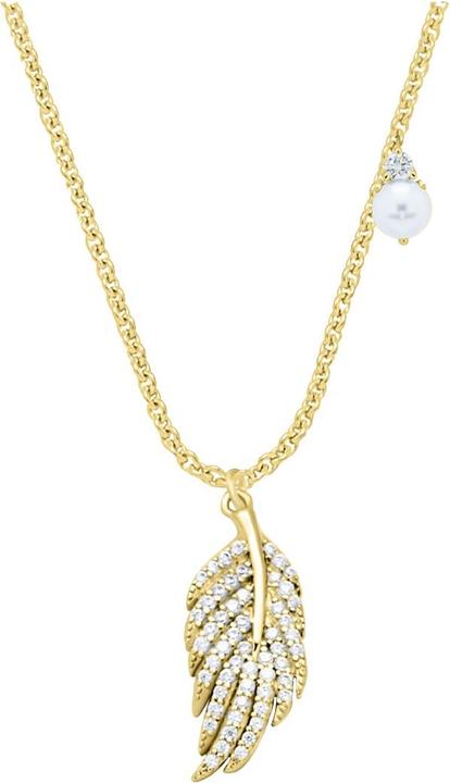 Immagine prodotto Candy Collana di piume, argento sterling 925, placcato oro (Placcato oro 18k, Argento 925, 42 - 45 cm)