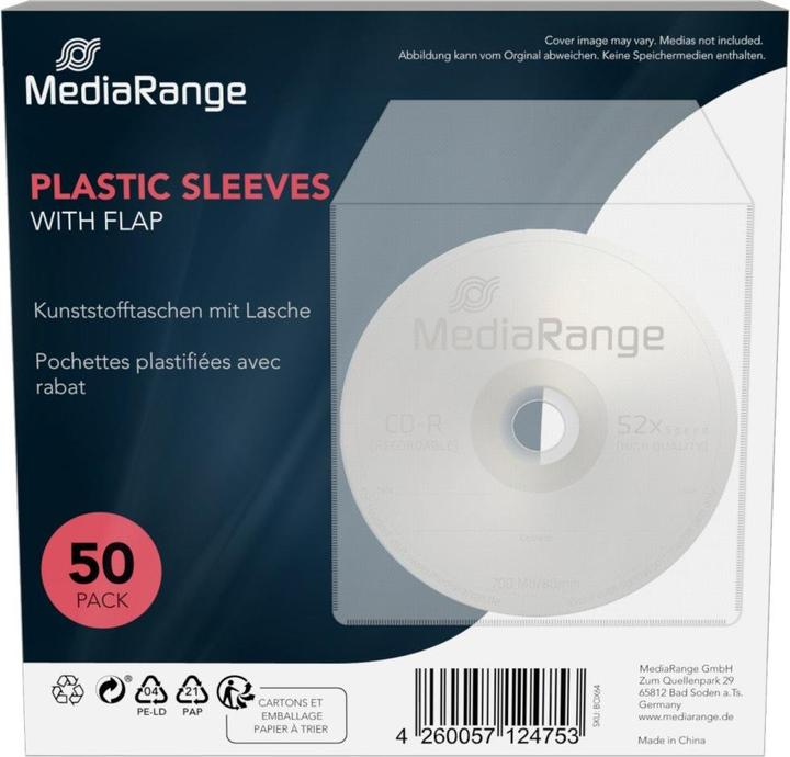Actual product image MediaRange CD/DVD transparent plastic sleeves