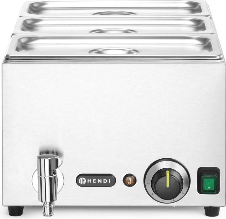 Produktbild Hendi Set: Bain-Marie Ranger mit Ablasshahn + 3x GN 1/3 Behälter mit Deckel,, GN 1/1, 230V/100