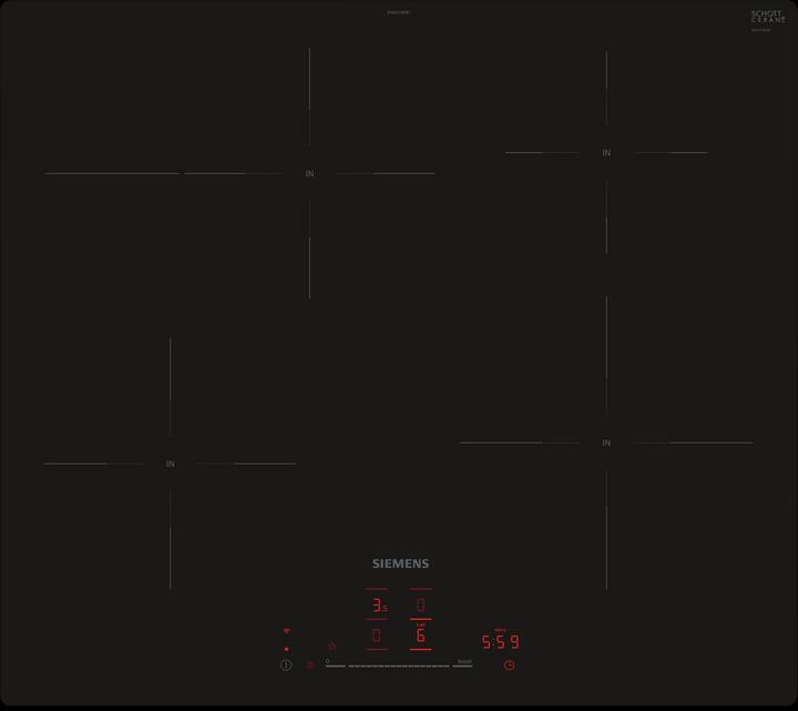 Image du produit Siemens iQ300, Table de cuisson à induction, 60 cm, noir, à encastrer (intégré), EH601HFB1E