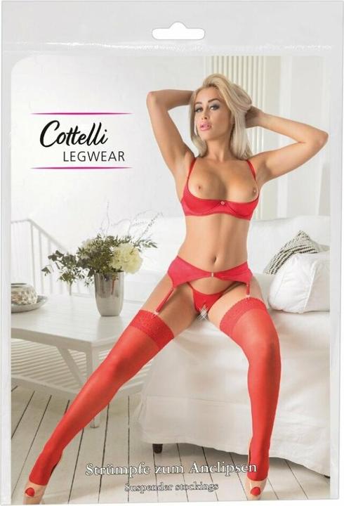 Actual product image Cottelli Collection Suspender stockings red (L)