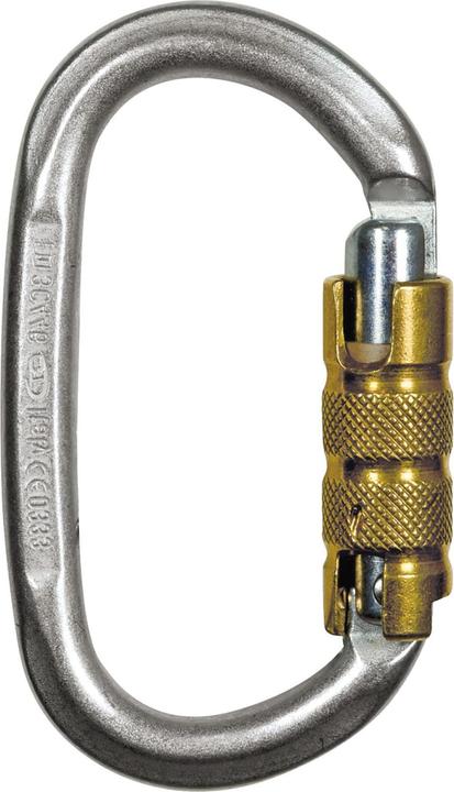 Actual product image Teufelberger Trilock carabiner steel oval EN 362 silver/gold opening width 22 mm