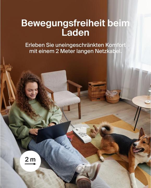 Produktbild Belkin Steckdosenleiste 6-fach + 2xUSB-A, 2m Kabel BSV604vf2M-V2 (6 x, USB, 2 m)