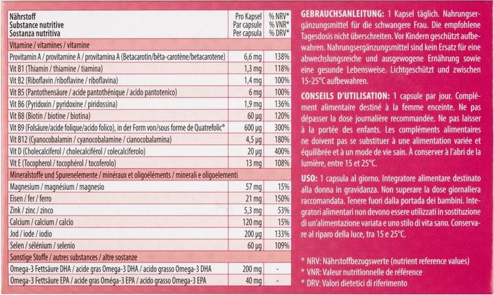 Valeurs nutritives et ingrédients Natalben Plus (1 pièce(s), Capsules, 185 g)