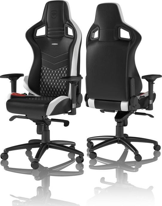 Produktbild noblechairs Gaming-Stuhl EPIC Echtleder-Gaming-Stuhl, Schwarz-Weiss-Rot