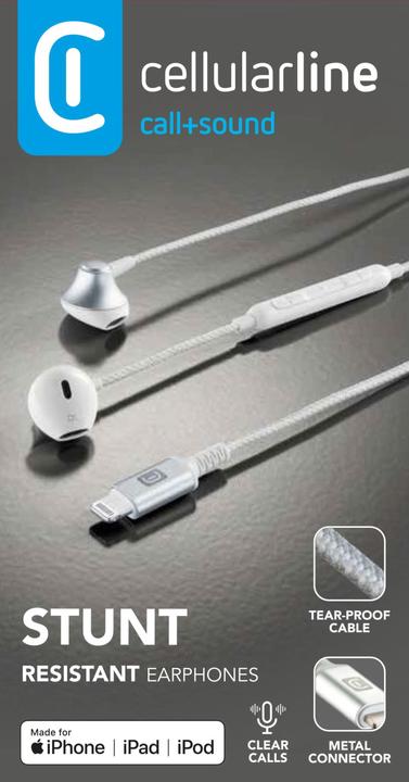 Actual product image Cellularline Earphones Stunt for Apple iPhone White (Cable)