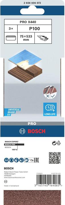 Immagine prodotto Bosch Professional Zubehör Nastro abrasivo PRO X440, 75 x 533 mm, G100 (100)
