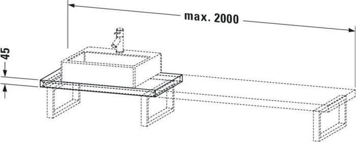 Produktbild Duravit Konsole L-CUBE 45mm St. 1 Ausschnitt 480 weiss hochglanz