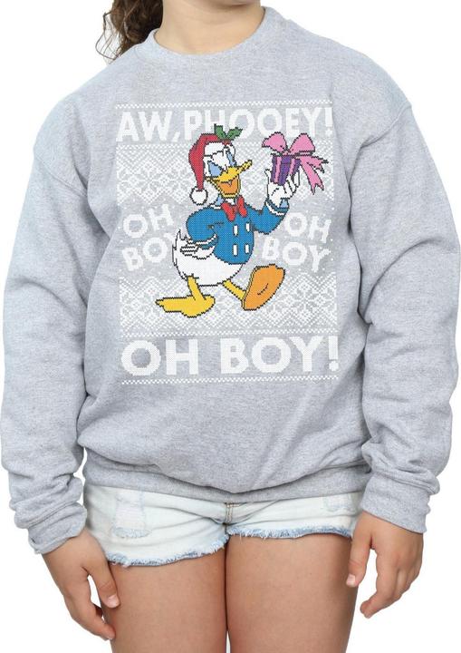 Actual product image Disney Girls Donald Duck Christmas Fair Isle Sweatshirt (140, 146)