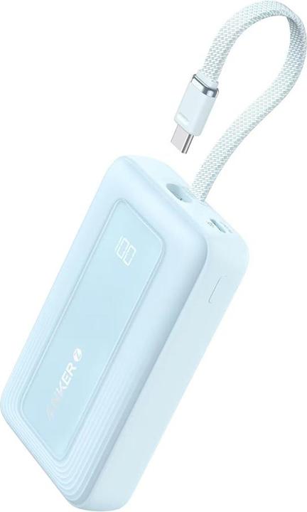 Image du produit Anker - Power Bank Zolo (A1688031) - Type-C, USB, 10000mAh, 30W, avec câble Type-C - Bleu clair (10000 mAh, 30 W)