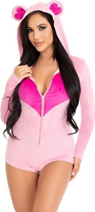Actual product image Leg Avenue TEDDY BEAR VELVET BODYSUIT, PINK, S (S)