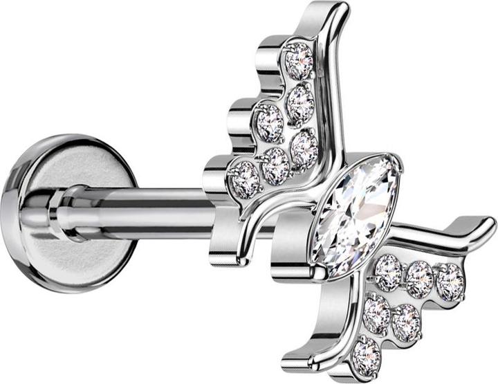 Immagine prodotto Star Piercing Micro Labret filo interno argento farfalla argento cristallo argento (senza ottone, Titanio G23)