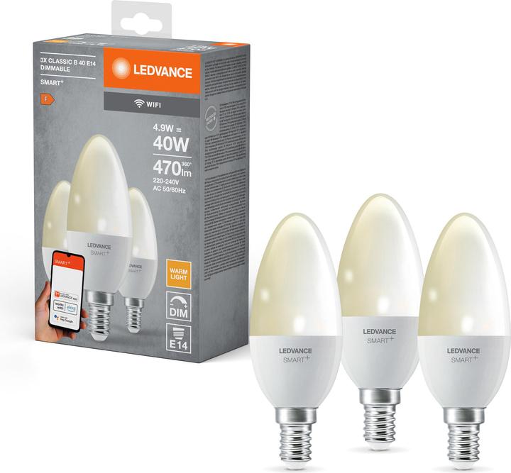 Produktbild Ledvance Smart+ Wifi Candle (E14, 4.90 W, 470 lm, 3 x, F)