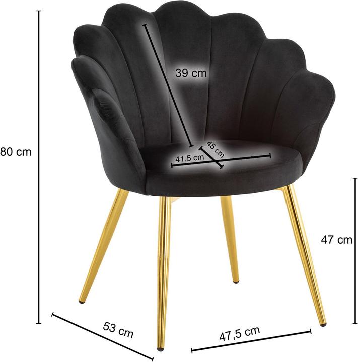 Actual product image FineBuy Esszimmerstuhl Tulpe Samt / Metall Gepolstert Küchenstuhl Schalenstuhl