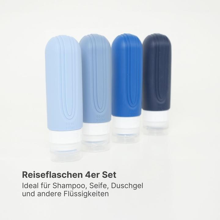 Immagine prodotto Hermex Set di 4 flaconi da viaggio per shampoo da spremere (Set manicure, Sacchi liquidi, Prodotto per l'igiene)