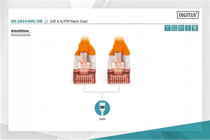 Actual product image Digitus Patch cable (S/FTP, CAT6, 0.50 m)