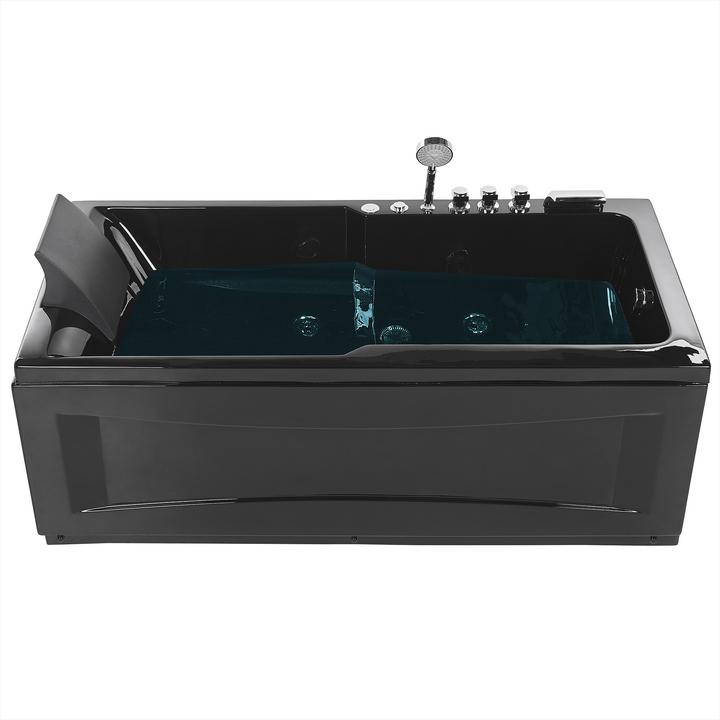 Produktbild Beliani Whirlpool Badewanne schwarz rechteckig mit LED 169 x 81 cm links ARTEMISA (200 l, 112 cm, 81 cm)
