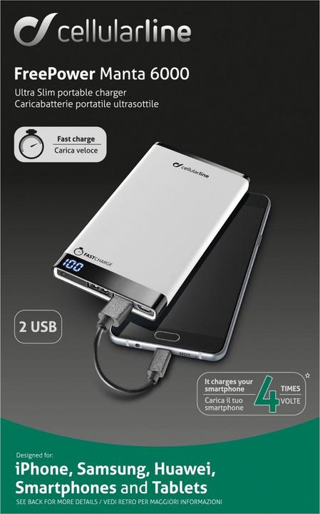 Actual product image Cellularline Freepower Manta (6000 mAh, 20 W, 22.20 Wh)