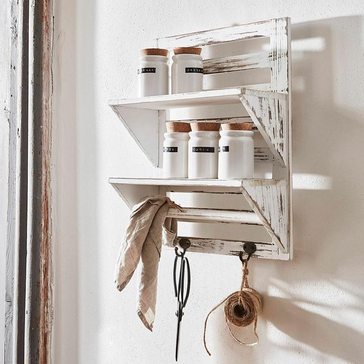 Actual product image Loberon Wall shelf Valeriana antique white (32 x 14 x 42 cm)