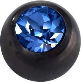 Bijouteria Piercingverschluss (Chirurgenstahl 316L, PVD Beschichtung (schwarz), Premium Kristall)