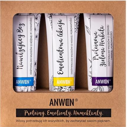 Immagine prodotto Anwen SET Odżywki do włosów o niskiej porowatości Proteinowa Zielona Herbata 100ml + Emolientowa (Shampoo liquido)
