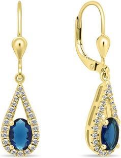Image du produit Brilio Silver - Superbes boucles d'oreilles plaquées or avec zircons bleus EA446YB (Argent de la Suisse et de l'Allemagne et de l'Autriche)