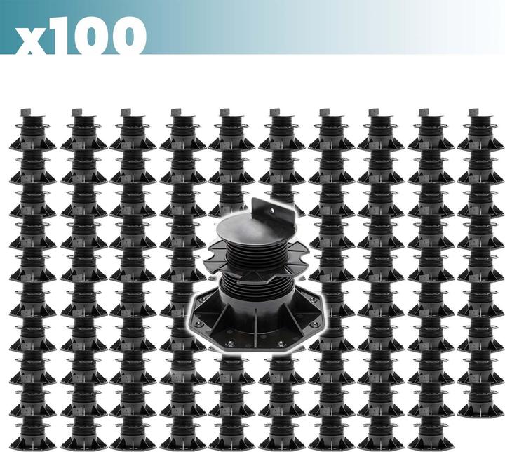 Immagine prodotto XPOtool Set di 100 piedini di supporto angolari con portata di 2700 kg Regolabili in altezza 60-128 mm (100 x)