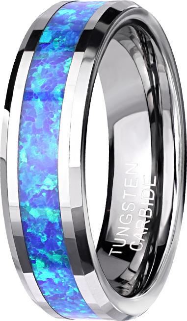 Star Piercing Ring silber mit abgeschrägten Kanten mittig Opal