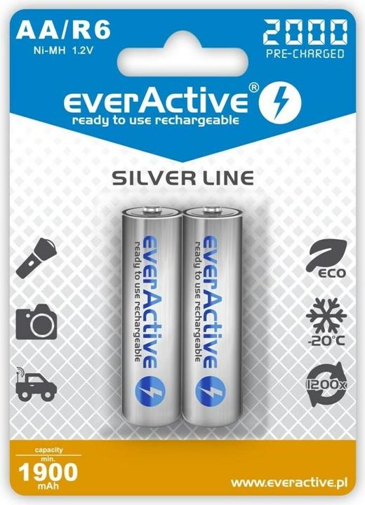 Actual product image Everactive Rechargeable batteries Ni-MH R6 AA 2000 mAh Silver Line - Battery - Mignon (AA) (2 pcs., AA, 2000 mAh)