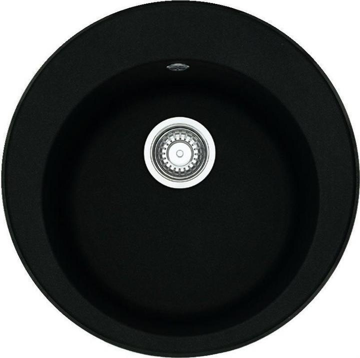 Actual product image Franke Stone washbasin Ronda, ROG 610-41, plug valve, Onyx (Fitted sink, 51 cm, 51 cm)
