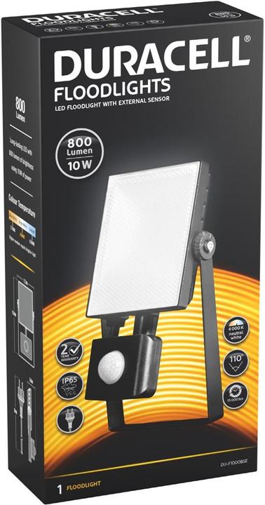 Image du produit Duracell DU-F1000BSE / Projecteur LED 10W avec capteur / 4000K / IP 44