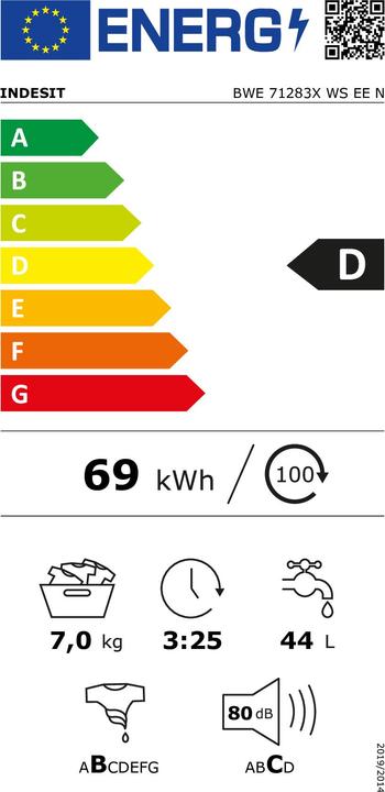 Energie-Label Indesit BWE 71283X WS EE N (7 kg, Links)