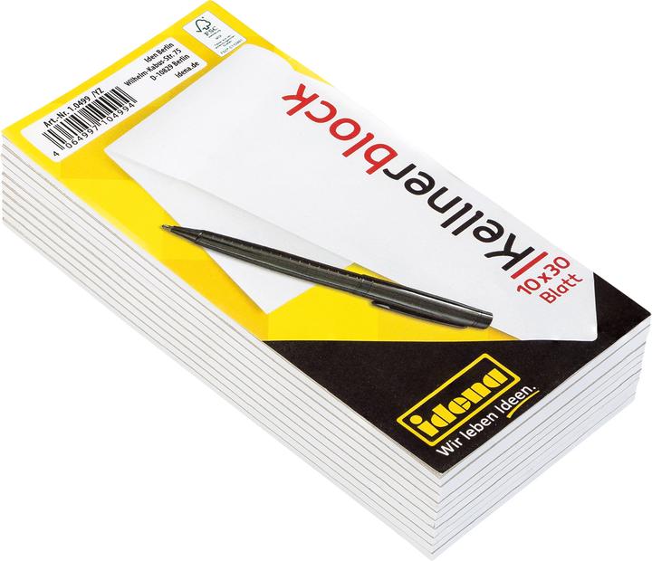 Actual product image Idena Waiter's pad 10s 7x15cm blank FSC mix (Plain)